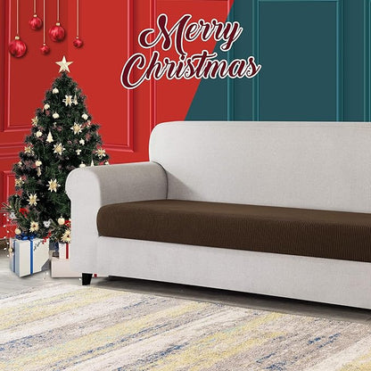 CHUN YI Medium Couch Cushion Cover Stretch for Loveseat, Sofa Seat Slipcovers for Pets, Suitable for Armchair Loveseat Sofa with Spandex Jacquard Washable Fabric(Medium,Coffee)
