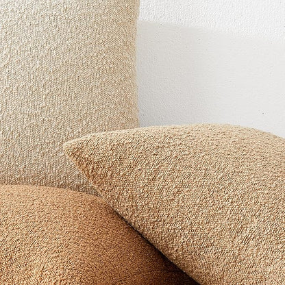 Mixhug Decorative Boucle Throw Pillow Covers, Tobacco Brown, 18 x 18 Inches, Pack of 2 - Textured Boho Pillow Covers for Couch and Bed