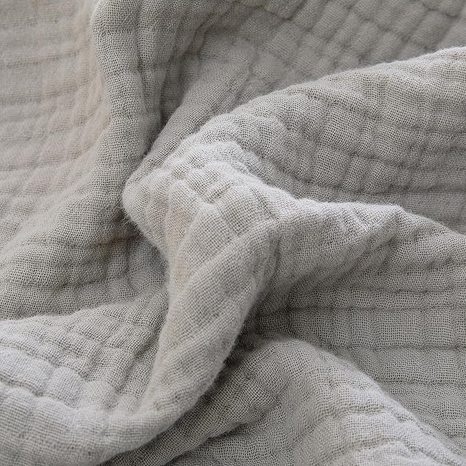 100% Cotton Muslin Twin XL Blanket (66" x 90") – A Luxuriously Soft, 4-Layer Lightweight and Breathable Gauze Blanket, Perfect for Year-Round use on beds, couches (Grey, Twin XL)