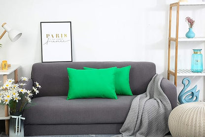 TangDepot Handmade Decorative Solid 100% Cotton Canvas Throw Pillow Covers/Pillow Shams, (12"x18", Bright Green)