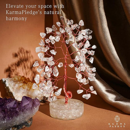 Crystal Tree for Home and Office Decor, Clear Quartz Chakra Healing Stones Handmade Feng Shui Tree of Life for Positive Energy, Money, Good Luck, Christmas Decor, Birthday Gifts for Women, Mom