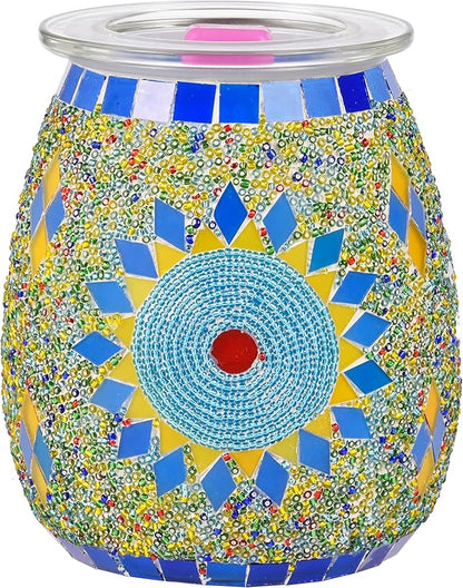 Dicimi Electric Wax Melter, Mosaic Stove Burner, Glass Essential Oil Stove Wax Tart Burner Fragrance Night Light Aromatic Decoration for Home Office Bedroom Living Room Decoration Present (Sunflower)
