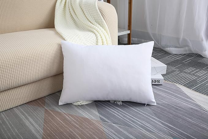 TangDepot Handmade Decorative Solid 100% Cotton Canvas Throw Pillow Covers/Pillow Shams, (12" x18" , White, 1 Count (Pack of 1))