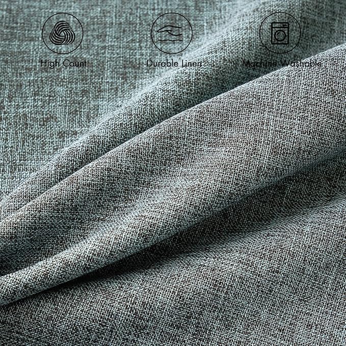 MIULEE Pack of 2 Decorative Linen Burlap Textured Pillow Covers Farmhouse Boho Accent Pillowcases Spring Coastal Home Decor for Couch Sofa Bedroom Living Room 20x20 Inch Grey Blue
