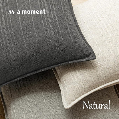 a moment Linen Pillow Covers Set of 2,Boho Farmhouse Throw Pillowcases Neutral Textured Decorative Covers for Couch Sofa,Soft Linen Blend Accent Case Cushion Living Room Home Decor 26"x26"Rustic Gray