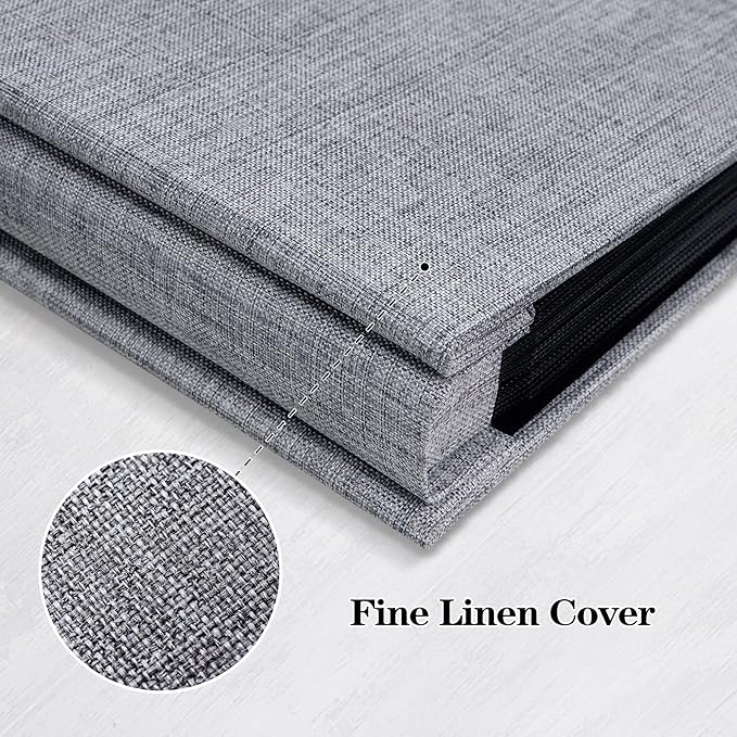Mublalbum Small Photo Album 4x6 300 Photos Linen Cover Picture Book with Horizontal Pockets for Wedding Family Anniversary and Baby (Gray)