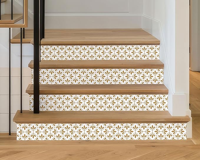 FLFK Wallpaper Border Gold and White Patterns Peel and Stick Wall Border Self Adhesive Wallpapers for Living Room Bedroom Kitchen Bathroom 6"x240"
