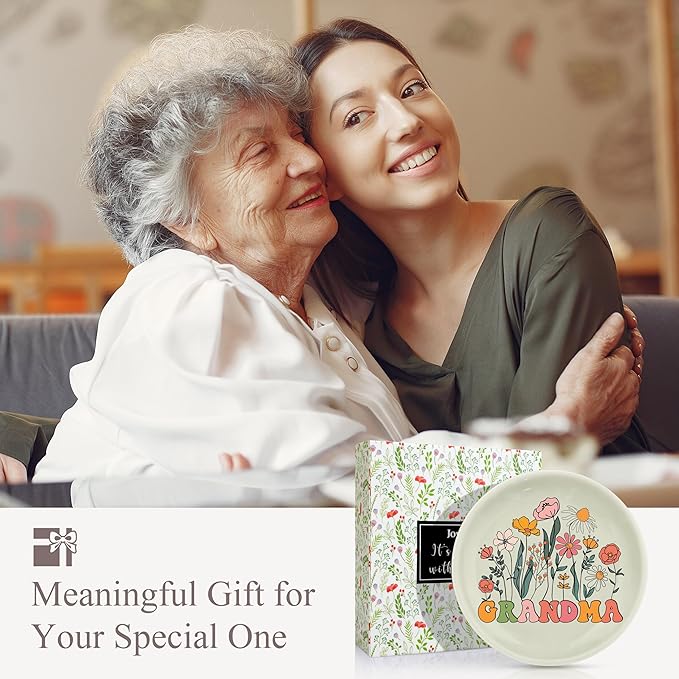 JoycuFF Grandma Gifts from Granddaughter Grandson Grandma Birthday Christmas Mother's Day Trinket Tray Ring Dish