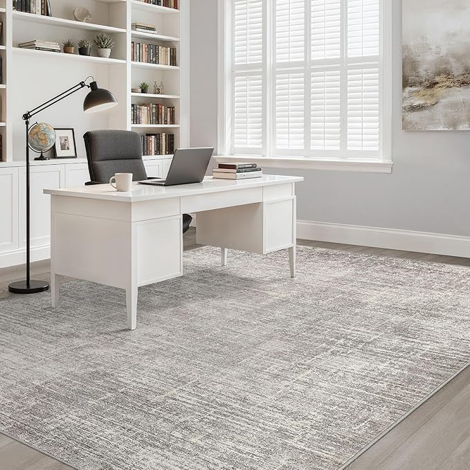 6x9 Area Rugs Living Room: Washable Large Neutral Rug Abstract Soft Modern Stain Resistant Indoor Floor Non-Slip Carpet for Bedroom Nursery Kids Office Playroom Dining Room Under Table- Brown Gray