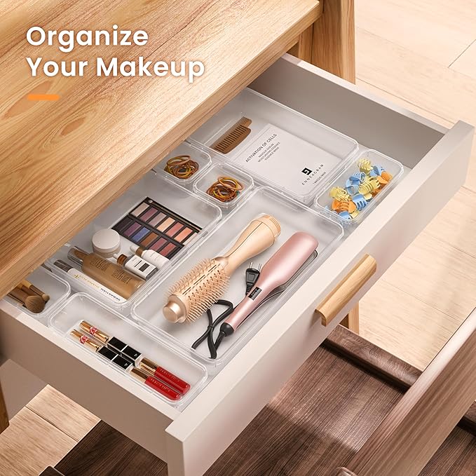 A-LuGei 【Military Grade Drawer Organizer, 【𝟱𝗦𝗶𝘇𝗲】 Makeup organizer, 【Holds 177 Items】 Bathroom Organizers and Storage, Organization and Storage, Desk Drawer Organizer for Bathroom Vanity