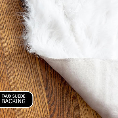 Super Area Rugs 3x5 White Faux Fur Shag Rug for Bedroom, Living Room - Silky Soft Shag Rug, Glam Modern Fluffy Carpet