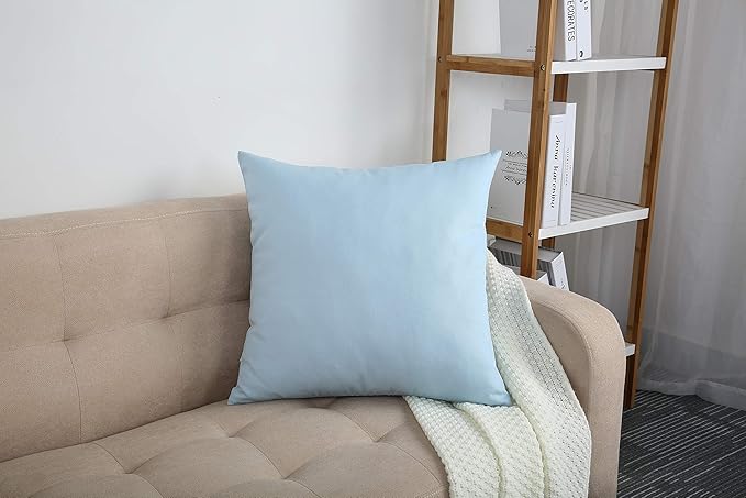 TangDepot Handmade Decorative Solid 100% Cotton Canvas Throw Pillow Covers/Cushion Covers, 45 Colors Available - (18" x18" , Light Blue, 2 Count (Pack of 1))