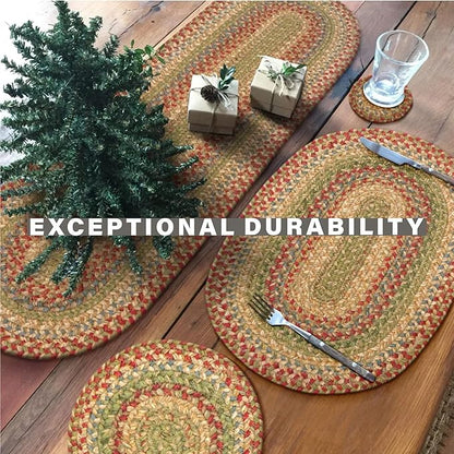 Homespice Azalea Jute Woven Round Placemats Set of 6, 15", Warm Country Primitive Decor, Multicolor Table Mats - Vibrant Colors, Durable, Easy to Clean and Protects Furniture