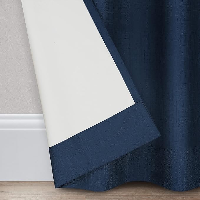 ECLIPSE Kendall Modern Blackout Thermal Rod Pocket Window Curtain for Bedroom or Living Room (1 Panel), 42" x 54", Denim