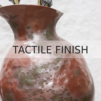 Rustic Ceramic Vase Vintage Farmhouse Style Decor, Frosted Texture Pottery for Home Decor, Modern Living Room, Office Desk Table Centerpiece (Grey and Green) 8IN