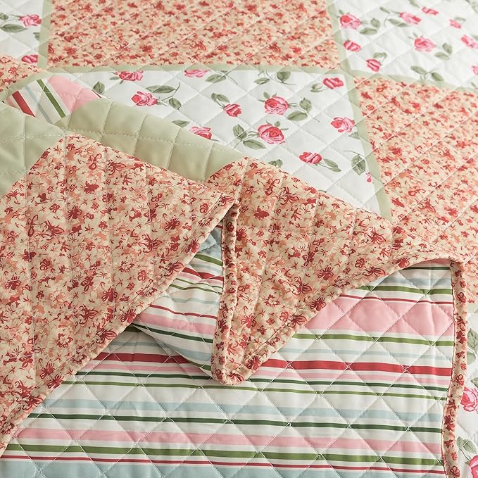 HoneiLife King Size Quilt Sets - 3 Piece Microfiber Quilt Set Lightweight Bedspreads Reversible Coverlets Rustic Bed Cover King Quilt Bedding Set All Season Use