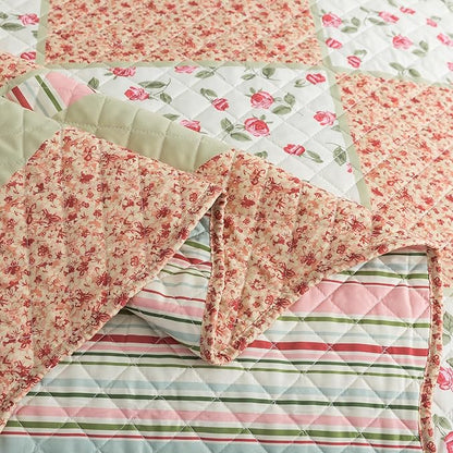 HoneiLife King Size Quilt Sets - 3 Piece Microfiber Quilt Set Lightweight Bedspreads Reversible Coverlets Rustic Bed Cover King Quilt Bedding Set All Season Use