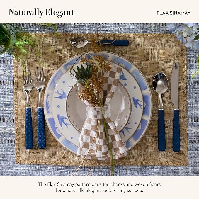 MACKENZIE-CHILDS Set of 4 Sinamay Placemats, Durable Woven Table Mats, Flax