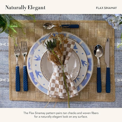 MACKENZIE-CHILDS Set of 4 Sinamay Placemats, Durable Woven Table Mats, Flax