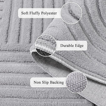 SHACOS Soft Cozy Fluffy Arch Pattern High Low Pile Rugs 4'x6' Non Slip Washable Scandinavian Minimalist Rug Modern Geometric Arc Carpet for Living Room Bedroom Dining Room, Light Grey