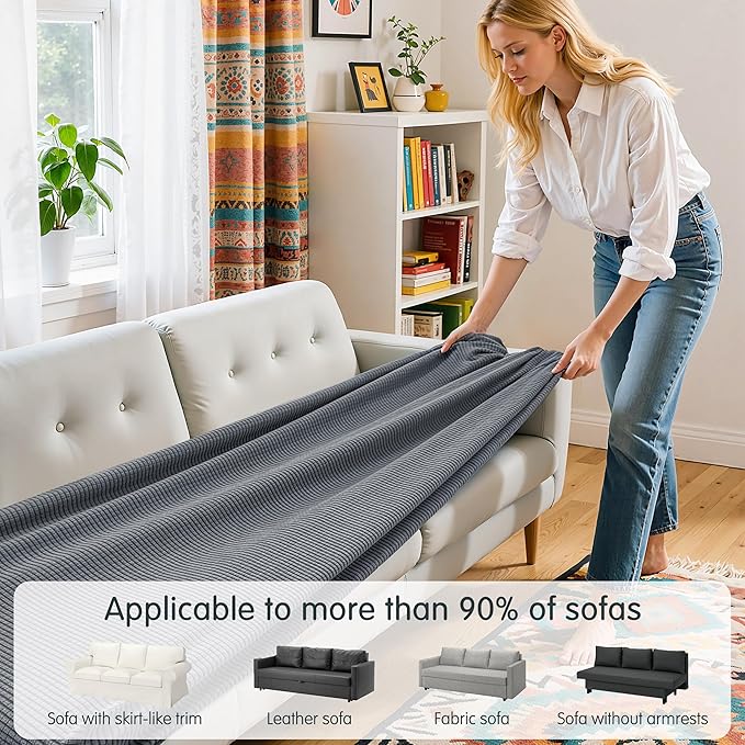Hokway Couch Cushion Covers Stretch Cushion Covers Sofa Seat Cushion Slipcover Cushion Protector(Light Gray, Large)