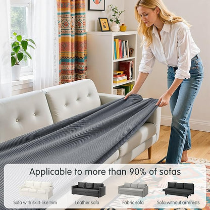 Hokway Couch Cushion Covers Stretch Cushion Covers Sofa Seat Cushion Slipcover Cushion Protector(Light Gray, Large)