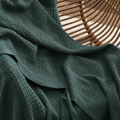 Bedsure Gentlesoft 100% Cotton Blanket King Size for Bed - Breathable and Soft, Thick Cozy Waffle Weave Christmas Blanket Gift for Women, Dark Green, 104x90 inches