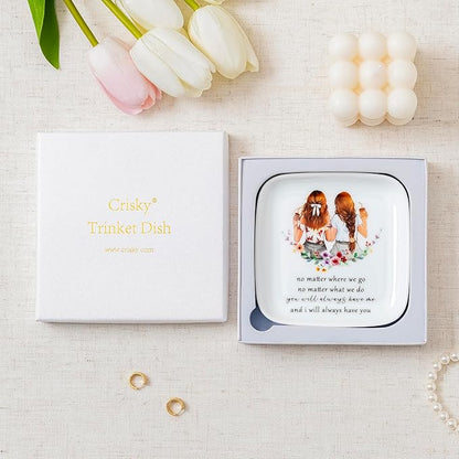 Crisky Best Friend Birthday Gifts for Women, No Matter Where We Go, No Matter What We Do, You Will Always Have Me, and I Will Always Have You, Going Away Long Distance Friendship Ring Dish