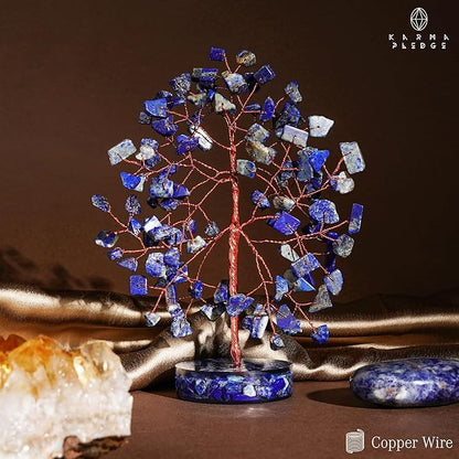 Crystal Tree for Home and Office Decor, Lapis Lazuli Chakra Healing Stones Handmade Feng Shui Bonsai Tree of Life for Positive Energy, Money, Good Luck, Christmas Decor, Birthday Gifts for Women, Mom
