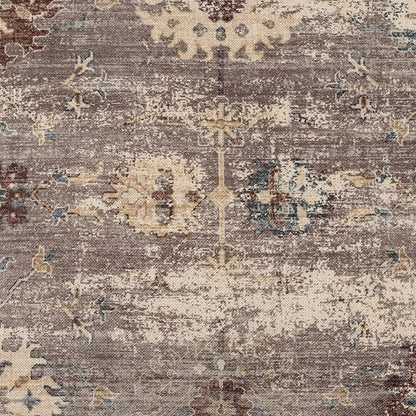 L. R. Resources, Inc. LR Home Vintage Floral Square Indoor Medium Pouf Ottoman, Taupe | Power-Loomed Polyester Foot Rest for Bedroom & Living Room Decor | 18 x 18 x 18 Filled Pouf for Seating