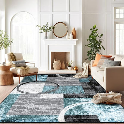 Rugshop Contemporary Circle Design Area Rug, Fade-Resistant Carpet for Living Room, Bedroom, or Dining Room, Gray, 12' x 15'