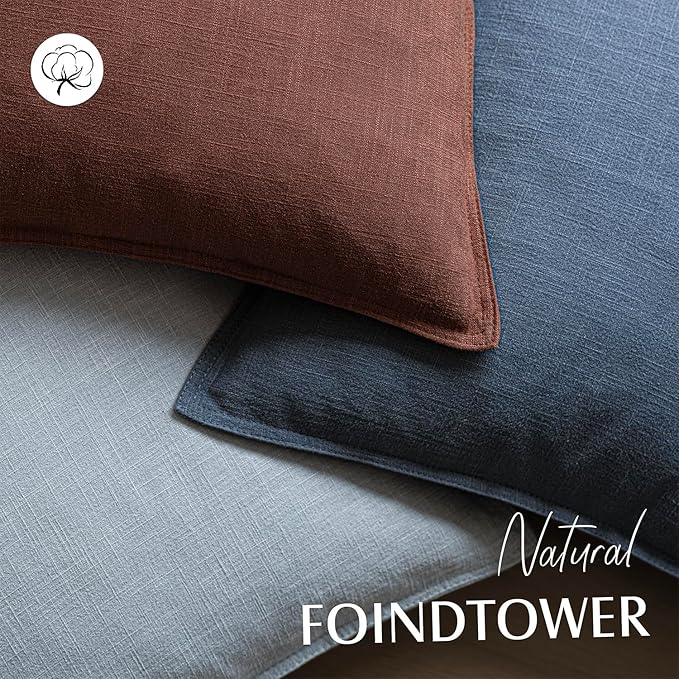 Foindtower Pack of 2, Decorative Linen Soild Throw Pillow Covers Soft Accent Euro Cushion Case Boho Farmhouse Pillowcase for Chair Couch Sofa Bedroom Living Room Home Decor 26 x 26 Inch Rust Red