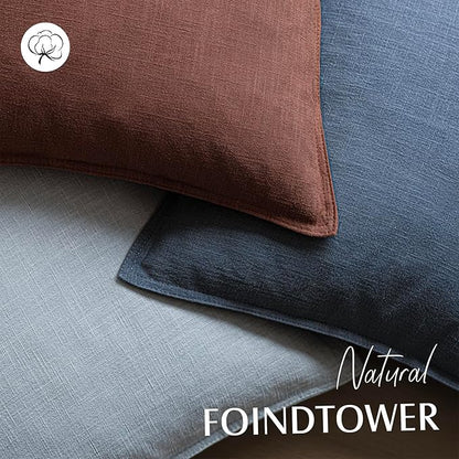Foindtower Pack of 2, Decorative Linen Soild Throw Pillow Covers Soft Accent Lumbar Cushion Case Boho Farmhouse Pillowcase for Chair Couch Sofa Bedroom Living Room Home Decor 12 x 20 Inch Rust Red