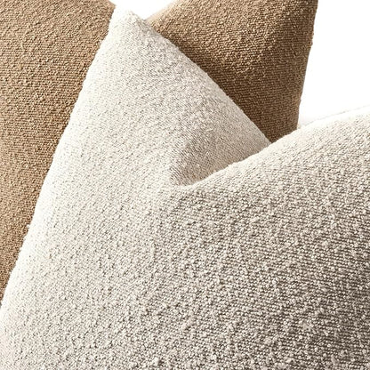 Boucle Decorative Throw Pillow Covers for Couch Set of 2, 24x24 inches, Beige