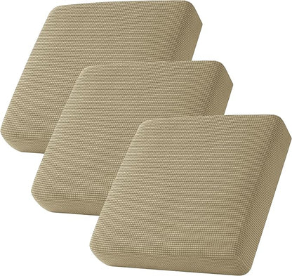 CHUN YI 3Piece Stretch Couch Cushion Covers, Sofa Seat Slipcovers for Pets, Suitable for Armchair Loveseat Sofa with Spandex Jacquard Washable Fabric(3Piece,Sand)
