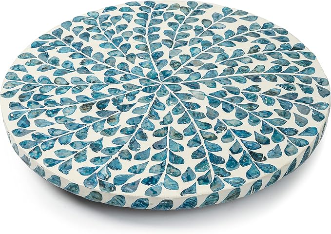 CLAYNIX Lazy Susan for Countertop - Lazy Susan for Table, Mother of Pearl Turntable Organizer, Wood Round Spinning Tray Rotating for Kitchen, Cabinet, Counter Spice Pantry.12.5 Inch