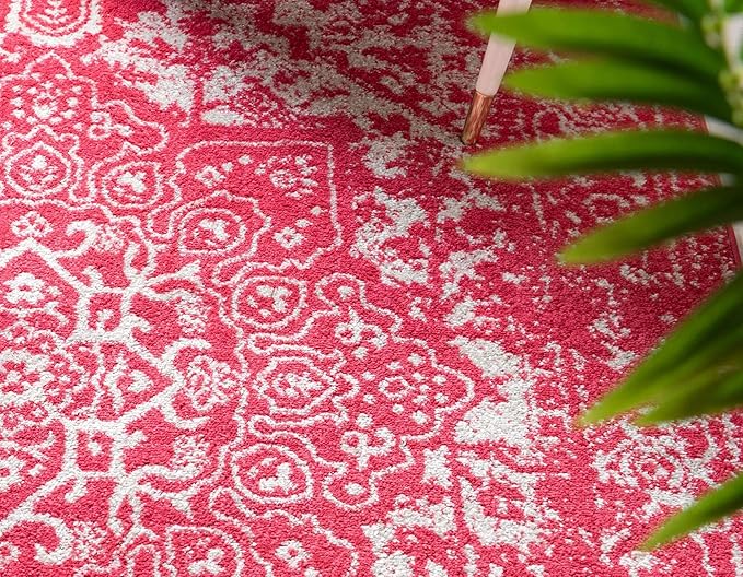 Rugs.com Arlington Collection Rug – 8 Ft Runner Pink Medium-Pile Rug Perfect for Hallways, Entryways