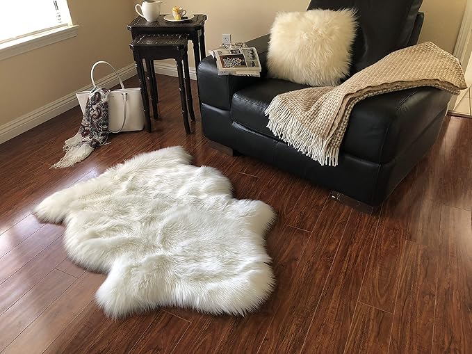 Free Shape Luxury Soft Fluffy Shag Area Rug Single 2'x3',60x90 cm - Vegan Fur Ultra Soft Indoor Carpet Nursery Rugs for Bedroom Home Decor, White