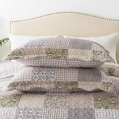 HoneiLife Quilt Set King Size - Lightweight Bedspreads 106x96, Microfiber Quilts 3-Piece, Patchwork Coverlet Rustic Bedding Sets All Season Quilts