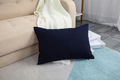 TangDepot Cotton Solid Throw Pillow Covers, 12"X18" color dark navy