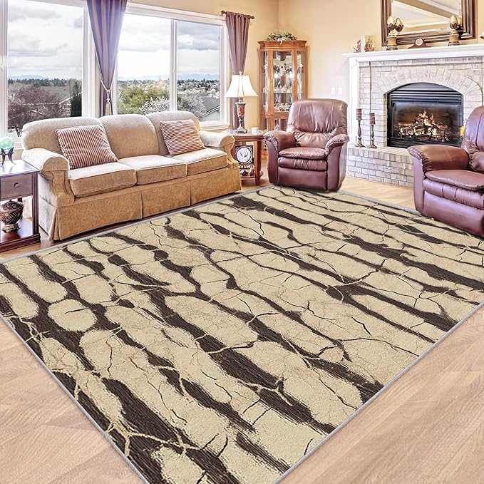 Wood Rugs for Living Room - Rustic Wood Area Rug, 2x3 Rug, Wooden Farmhouse Rug & Home Decor, Abstract Carpet & Room Decor, Washable Non Slip Anti Skid Rugs