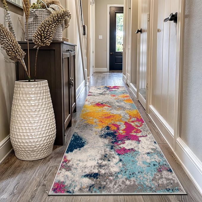 Rugshop Sky Collection Modern Abstract Runner Rug 2'7" x 12' Multi