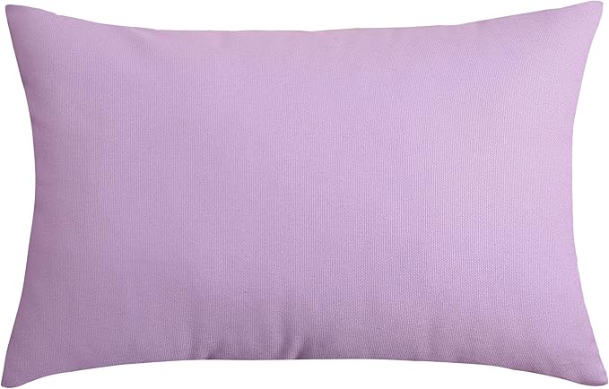 TangDepot Handmade Decorative Solid 100% Cotton Canvas Throw Pillow Covers/Pillow Shams, (12"x20", Light Purple Lavende)