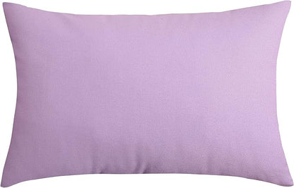 TangDepot Handmade Decorative Solid 100% Cotton Canvas Throw Pillow Covers/Pillow Shams, (12"x20", Light Purple Lavende)