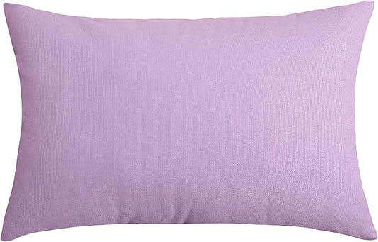 TangDepot Handmade Decorative Solid 100% Cotton Canvas Throw Pillow Covers/Pillow Shams, (12"x20", Light Purple Lavende)