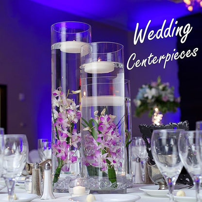 CYS Excel (H:16” D:4”) Tall Clear Glass Cylinder Vase | Multiple Size Choices Glass Flower Vase Centerpieces | Tall Hurricane Floating Candle Holder