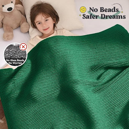 Guohaoi Knitted Weighted Blanket Kids (Green 40"x60" 10lbs) No Beads Cooling Heavy Blanket, Home Decor Breathable Chunky Knit Throw Blanket for All-Season Use