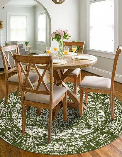 Rugs.com Arlington Collection Rug – 12 Ft Round Green Medium-Pile Rug Perfect for Kitchens, Dining Rooms