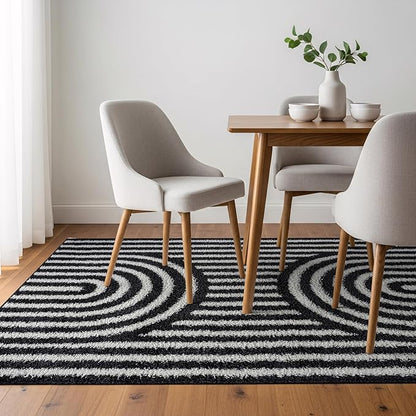 Rugshop Abstract Arch Shag Area Rug Anthracite Dark Gray 4' x 6' Ideal for Small Living Rooms, Offices, or Beside The Bed