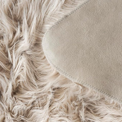SAFAVIEH Faux Sheep Skin Collection 3' x 5' Beige FSS115K Silken Glam 2.35-inch Thick Area Rug
